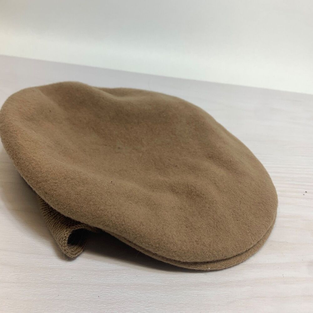 Kangol 100% Wool Cabbie Newsboy Flat Brim Hat Cap Light‎ Brown